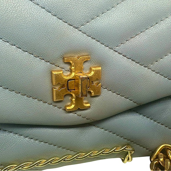 Tory Burch Kira Chevron Chain Wallet Crossbody | Cloud Blue - Picture 16 of 16
